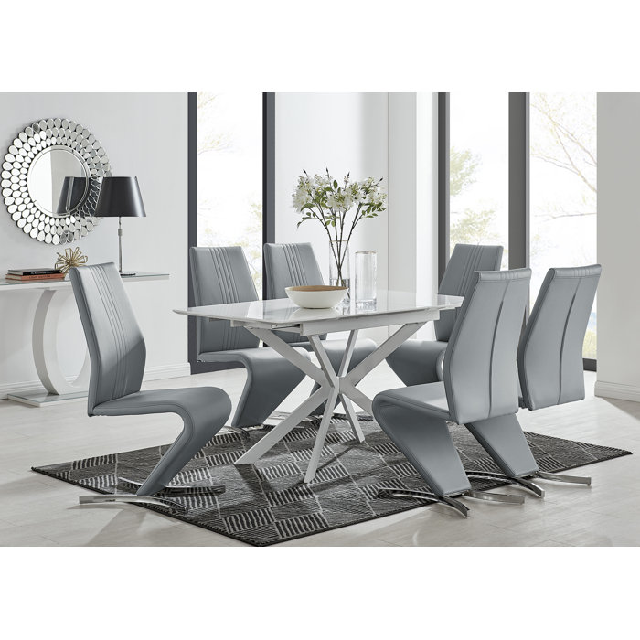 Ivy Bronx LIRA 120 Extending Dining Table And 6 Grey Willow Chairs